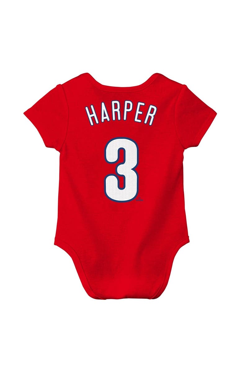 Nike Newborn Nike Bryce Harper Red Philadelphia Phillies Name & Number Fuse Bodysuit, Alternate, color, 