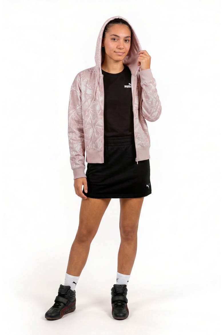 Camo Print Zip-Up Hoodie, Alternate, color, MISTY PINK