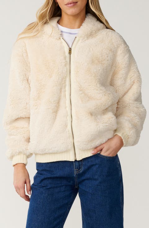 Bossa Nova Fluffy Faux Fur Hooded Jacket