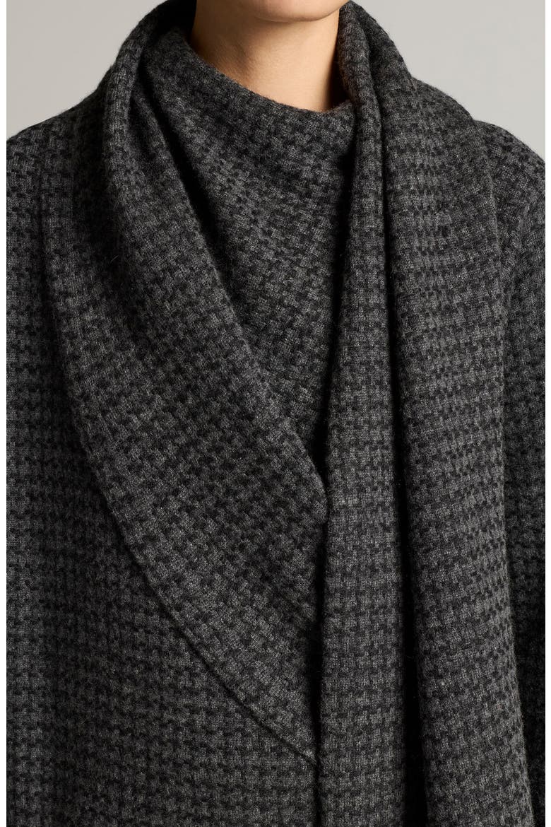 Houndstooth Draped Scarf Sweater, Alternate, color, GREY COMBO