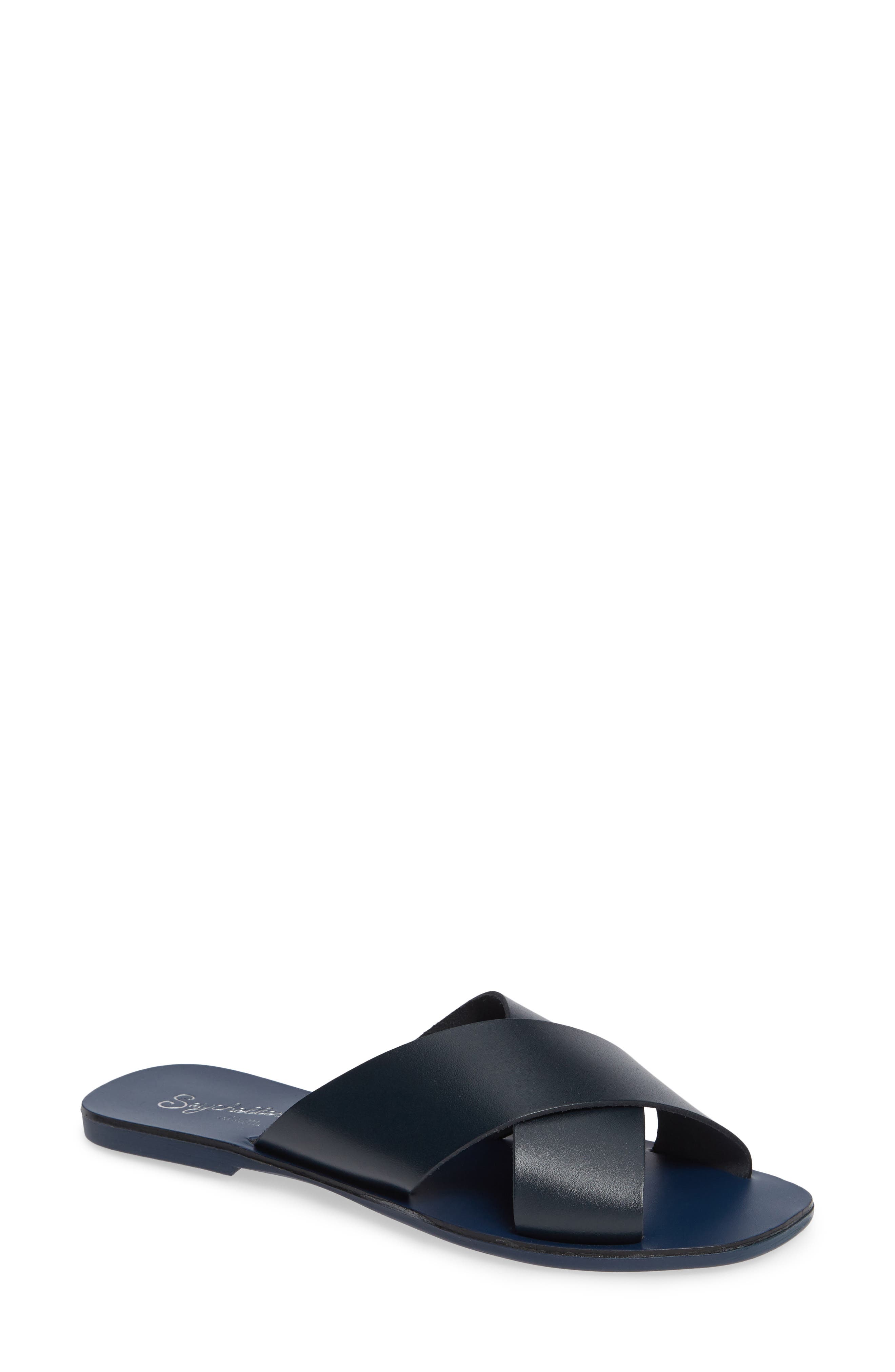 Total Relaxation Slide Sandal, Main, color, NAVY LEATHER