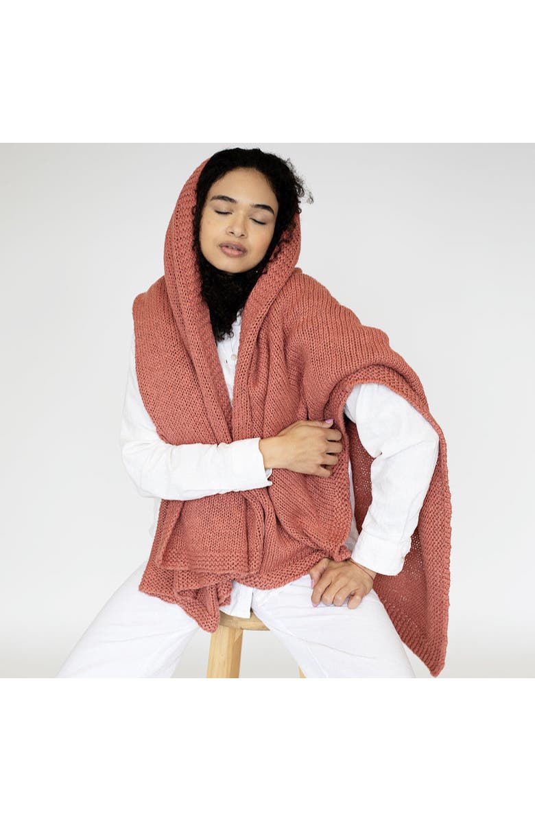 Pink Lemonade Tara Organic Cotton Throw Blanket, Alternate, color, Dark Grey