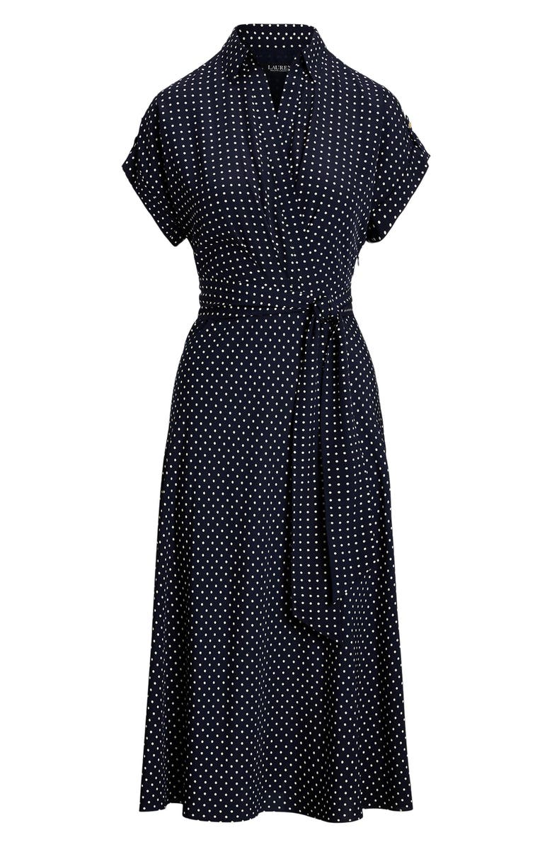 Lauren Ralph Lauren Polka Dot Crêpe de Chine Midi Dress, Alternate, color,