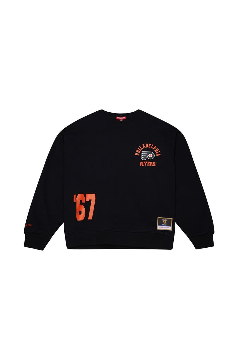 Women's Mitchell & Ness Black Philadelphia Flyers Vintage Crewneck Sweatshirt, Alternate, color, Black