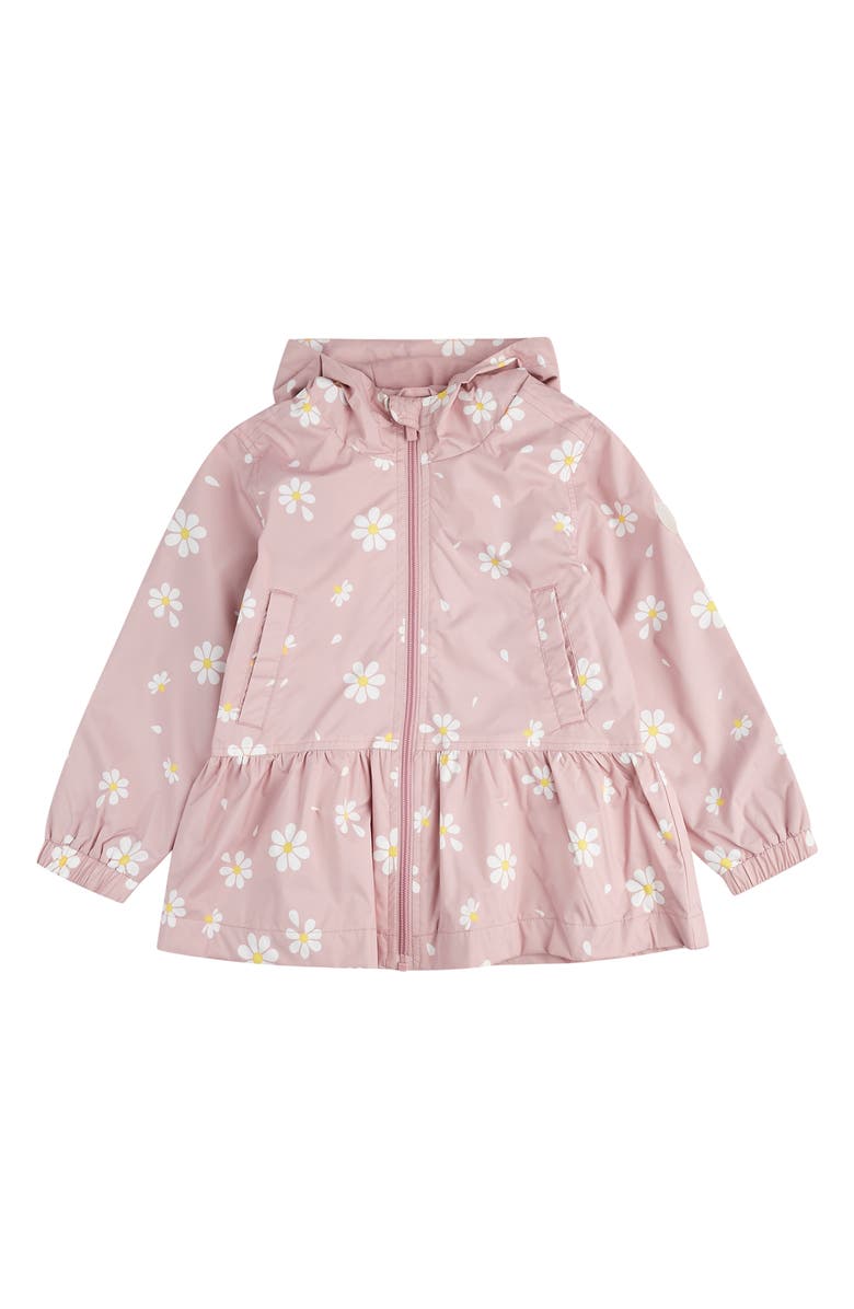 MILES THE LABEL Kids' Daisy Print Hooded Recycled Polyester Peplum Windbreaker, Main, color,
