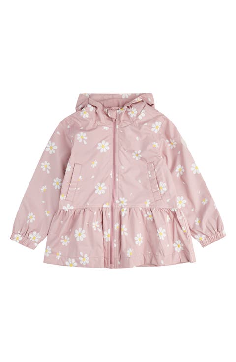 Kids' Daisy Print Hooded Recycled Polyester Peplum Windbreaker (Toddler & Little Kid)