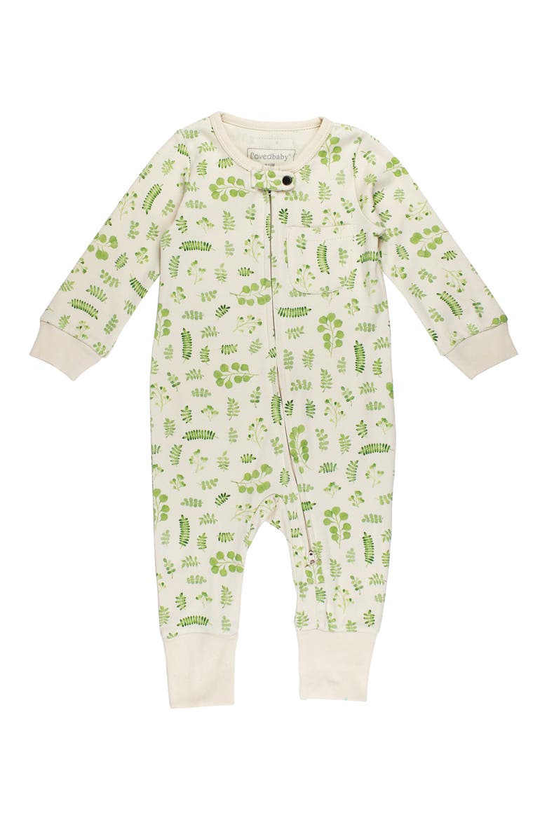 Print Organic Cotton Romper, Main, color, STONE BOTANICA