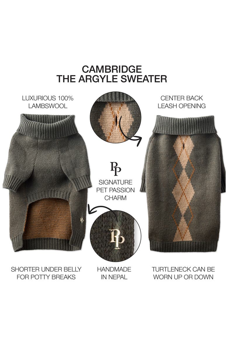 Cambridge Argyle Pet Sweater, Alternate, color, SCOTTISH OLIVE