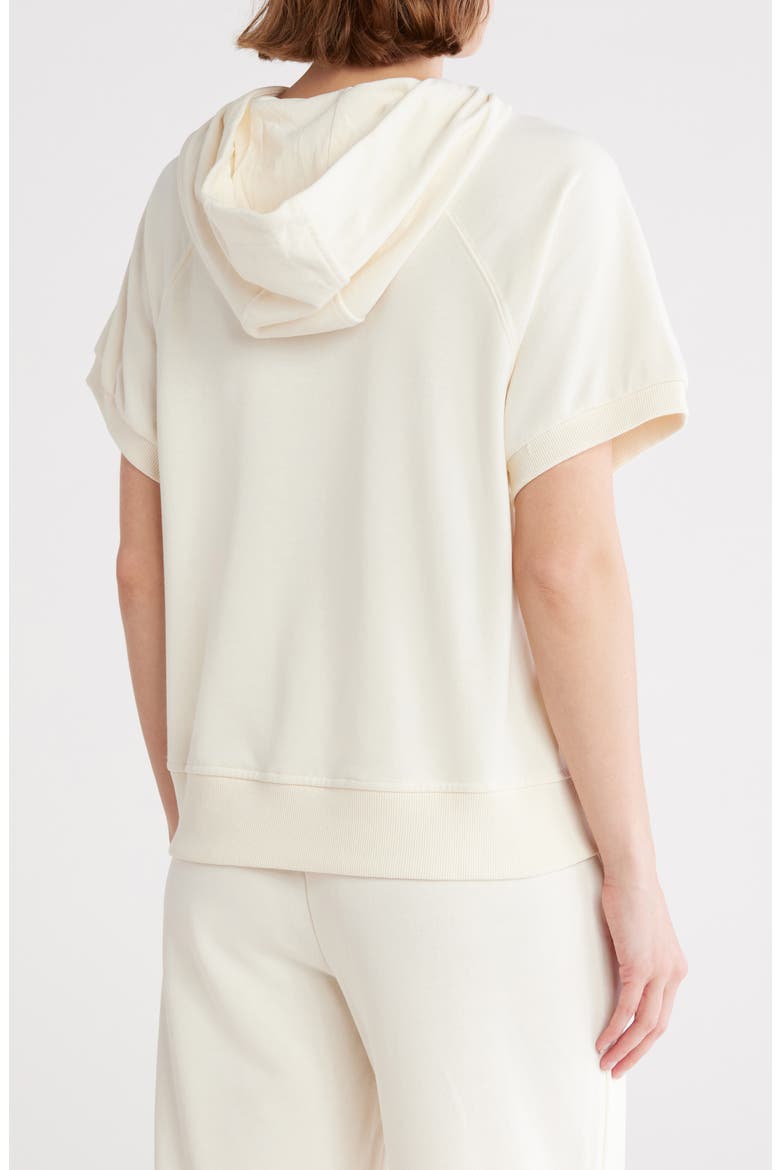 Terry Short Sleeve Hooded Top, Alternate, color, CLOUD DANCER