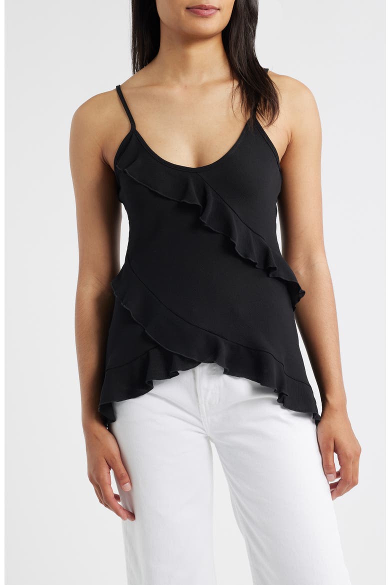 Ruffle Crepe Camisole, Main, color, BLACK