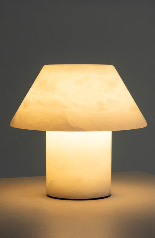 Brightech Alora 7" Led Alabaster White Natural Stone Desk Lamp In White