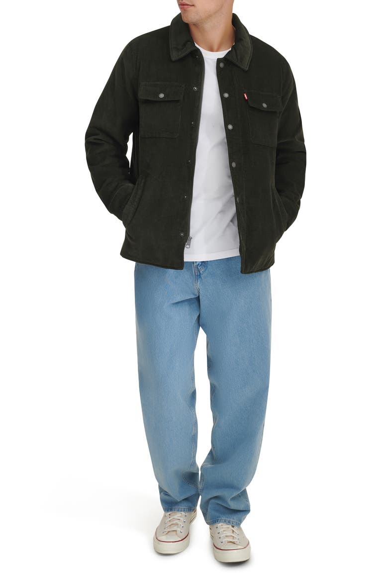 Corduroy Shacket, Alternate, color, DARK OLIVE