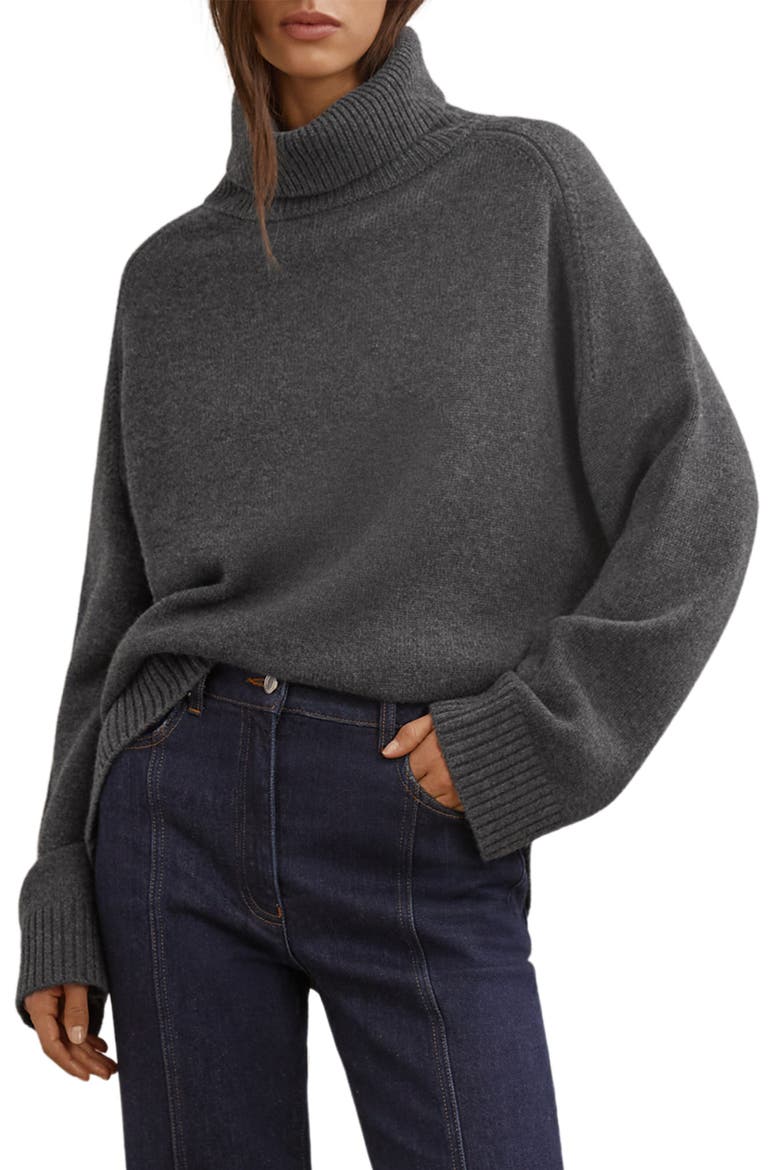 Brooklyn Wool & Cashmere Turtleneck Sweater, Main, color, CHARCOAL GREY