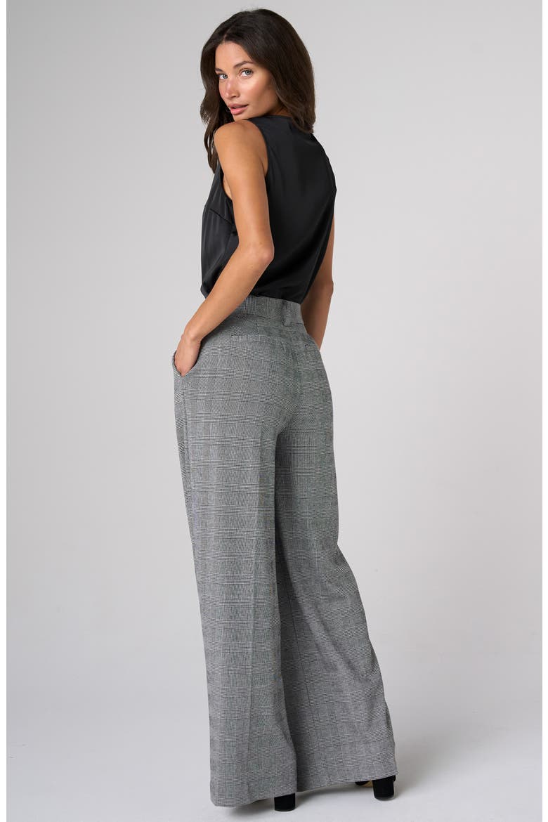Brooke Glen Plaid Wide Leg Pants, Alternate, color, BLACK/ WHITE