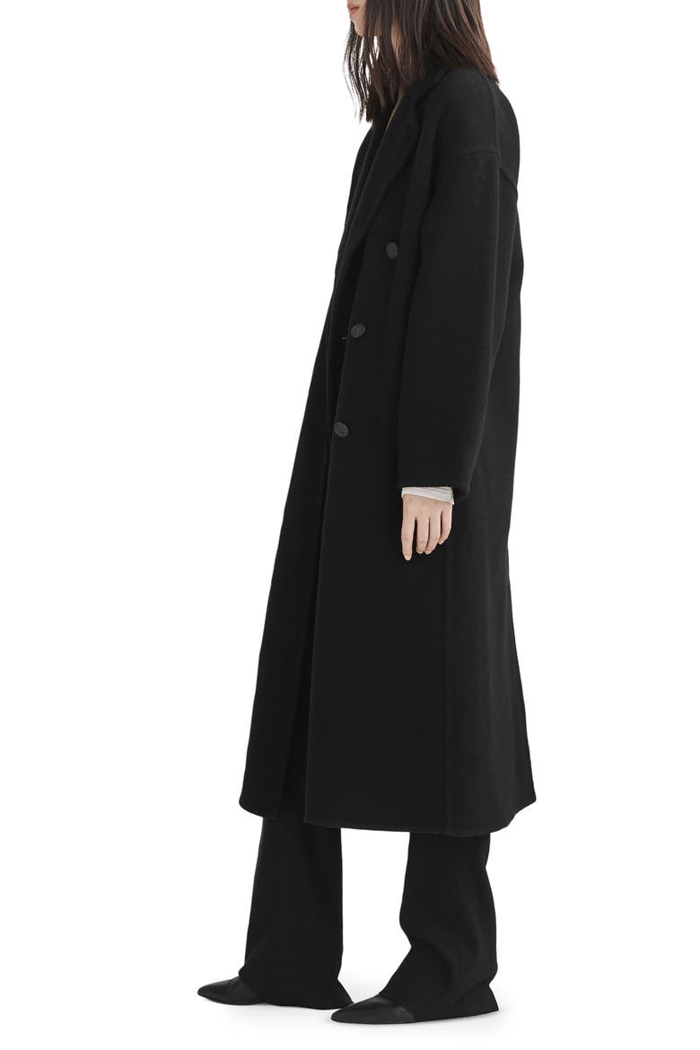 Thea Double Breasted Wool Coat, Alternate, color, BLACK