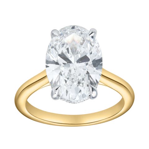 Celestia 14K Gold Oval Cathedral Lab Grown Diamond Engagement Ring - 5.15 Cts