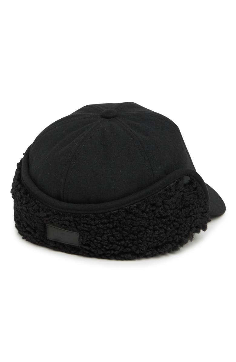 UGG<sup>®</sup> Wool & Faux Shearling Trapper Hat, Alternate, color, Black