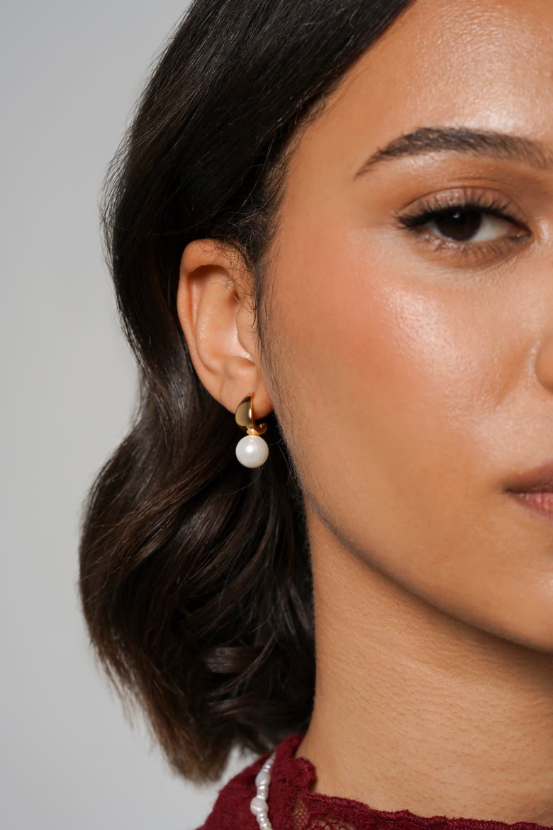 Dew Pearl Drop Earrings, Alternate, color, Gold