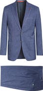 ISAIA Capri Denim Effect Wool Blend Rigato Suit