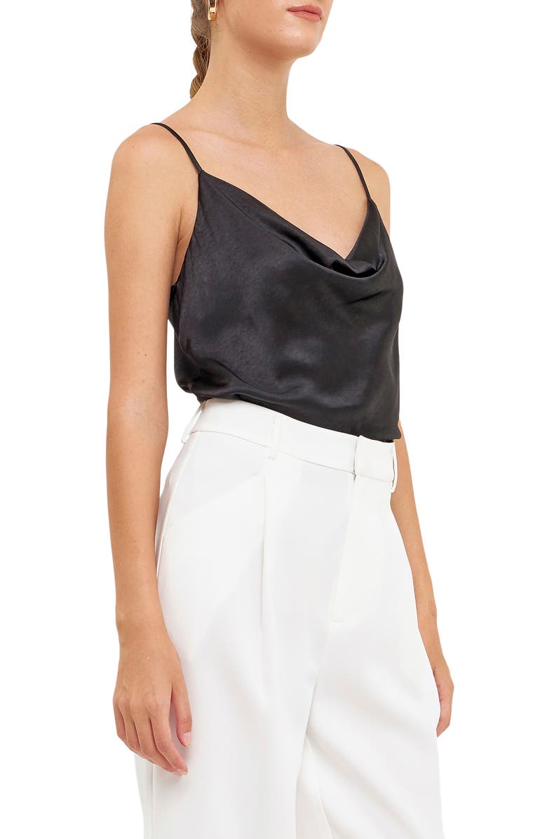Endless Rose Cowl Neck Camisole, Alternate, color, Black