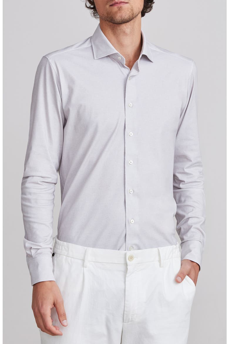 4Flex Stretch Modern Fit Light Grey Knit Dress Shirt, Main, color, LIGHT GREY