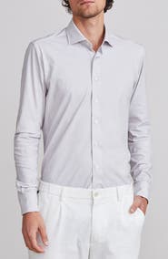 Emanuel Berg 4Flex Stretch Modern Fit Light Grey Knit Dress Shirt
