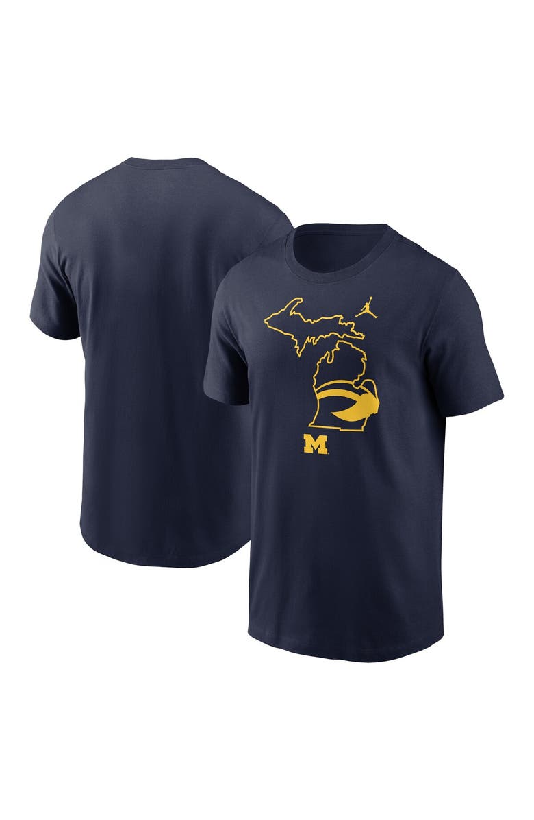 Jordan Brand Men's Jordan Brand Navy Michigan Wolverines Campus State Shape T-Shirt, Alternate, color, 