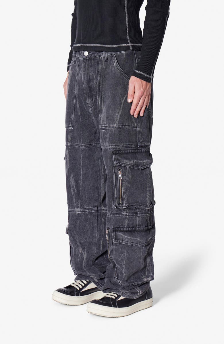 mnml Ultra Baggy Cotton Cargo Pants, Main, color, Washed Black