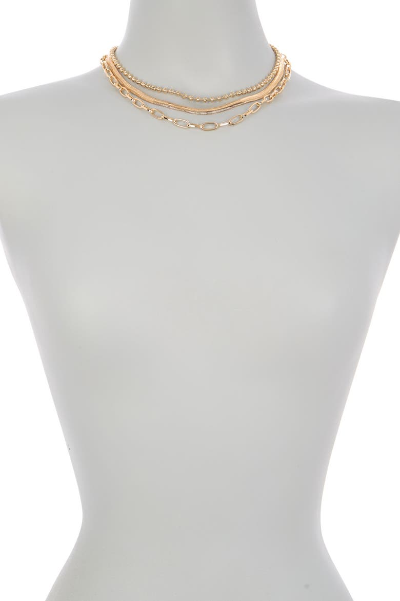 Assorted Layered Chain Necklace, Alternate, color, GOLD