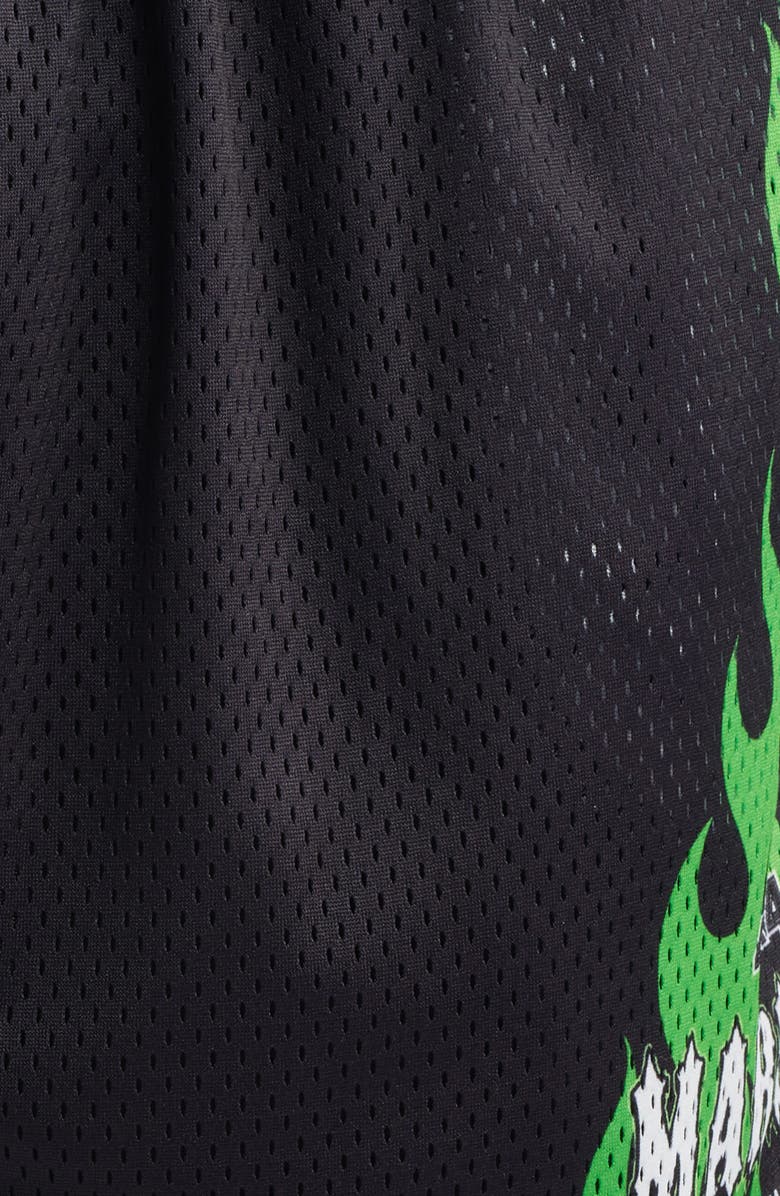 MARKET Toxic Flames Mesh Shorts, Alternate, color, Black/ Green