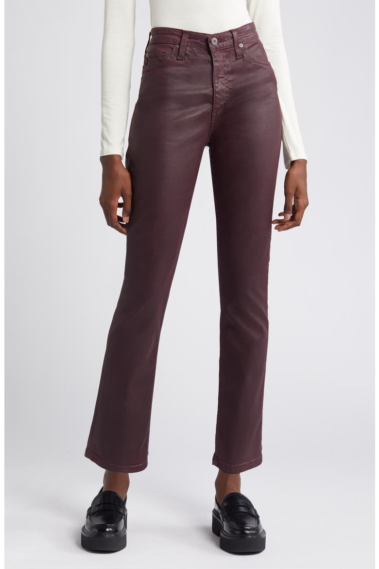 Mari Faux Leather Slim Straight Leg Jeans, Alternate, color, LTT LT PINOT NOIR