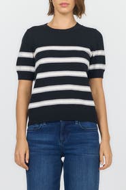 Dear John Amaris Short Sleeve Crew Neck Stripe Sweater