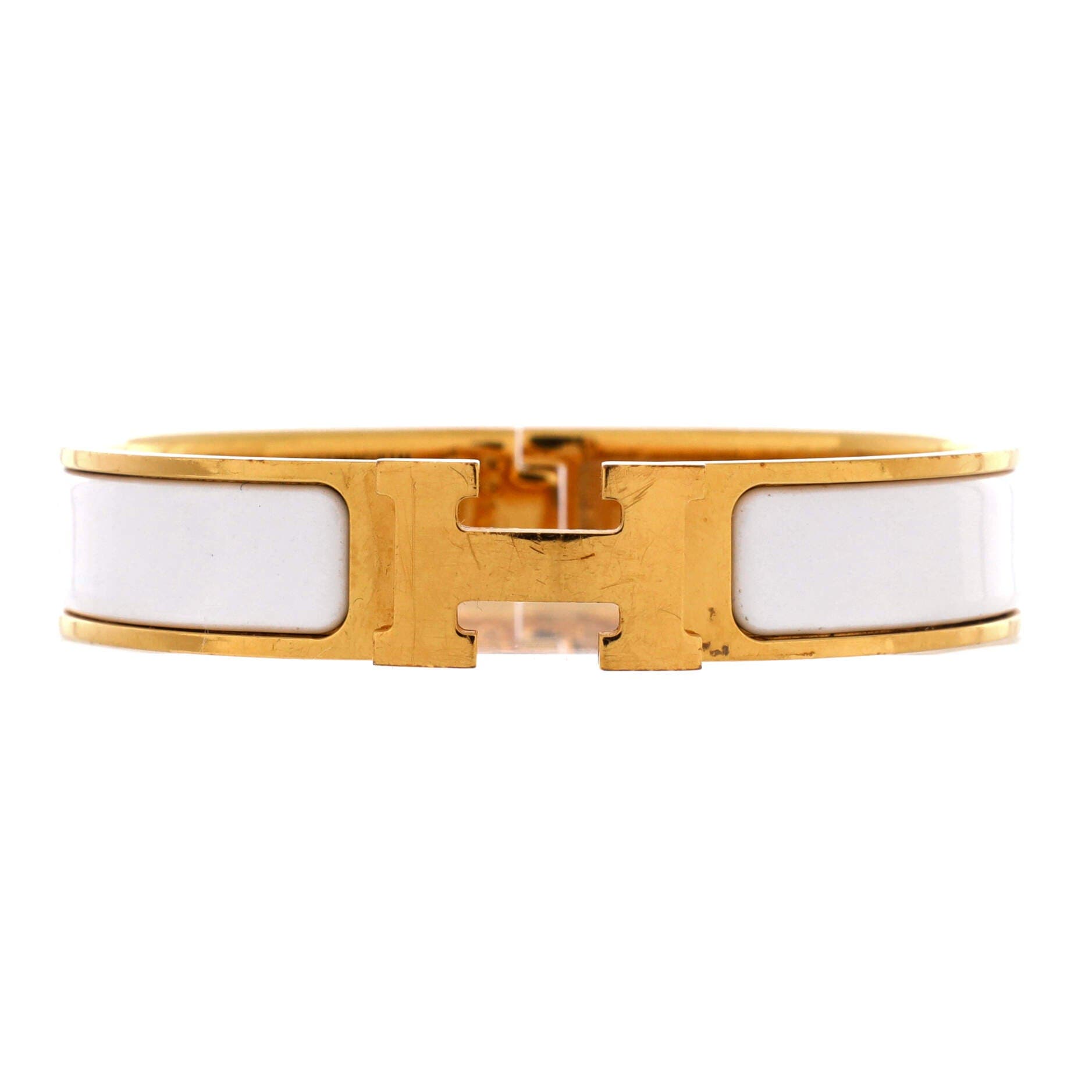Clic H Bracelet Enamel Narrow, Main, color, White