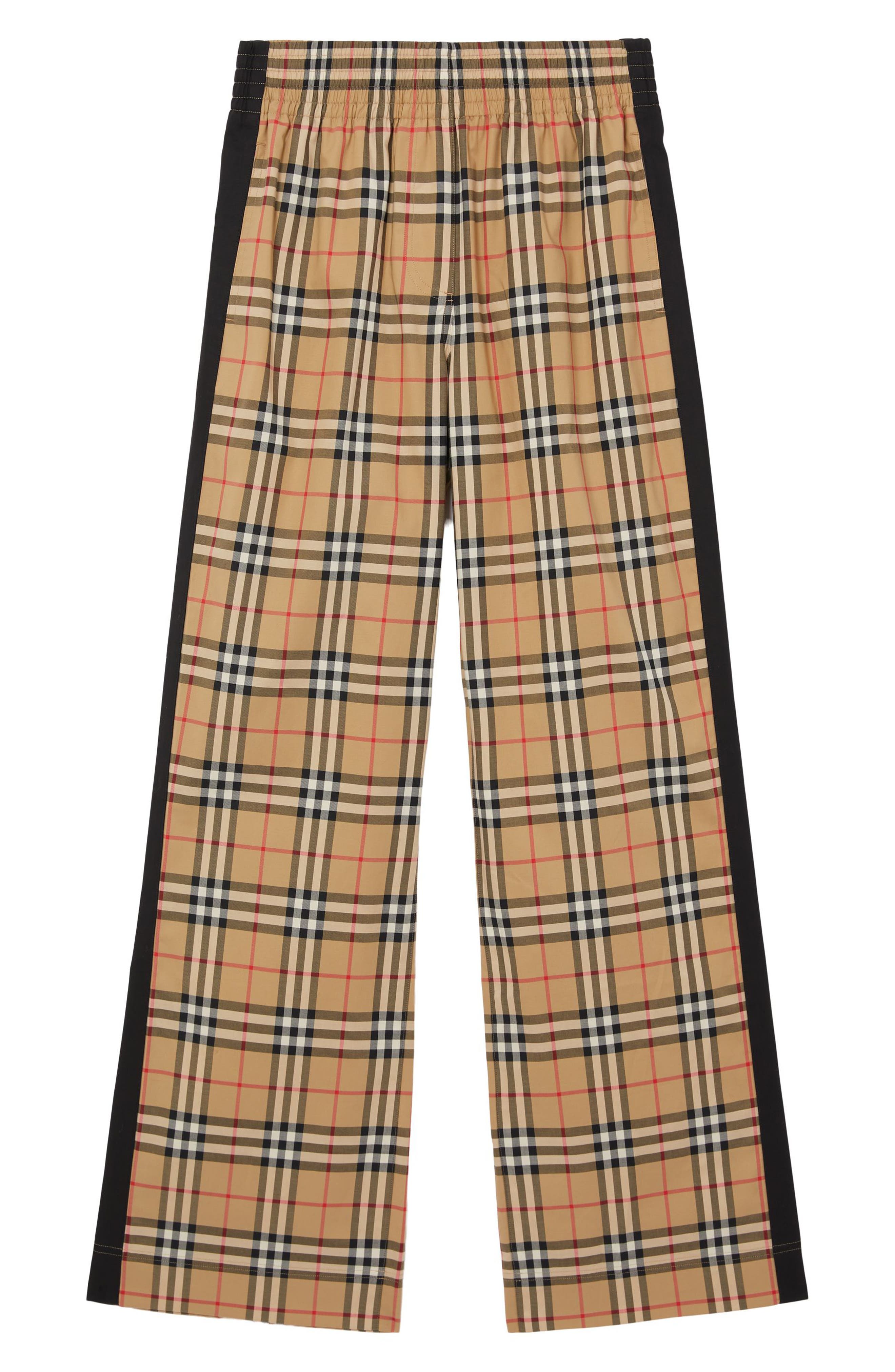 Burberry Louane Check Side Stripe Stretch Cotton Pants (Women