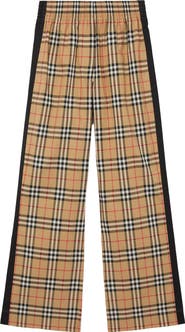 Burberry Louane Check Side Stripe Stretch Cotton Pants