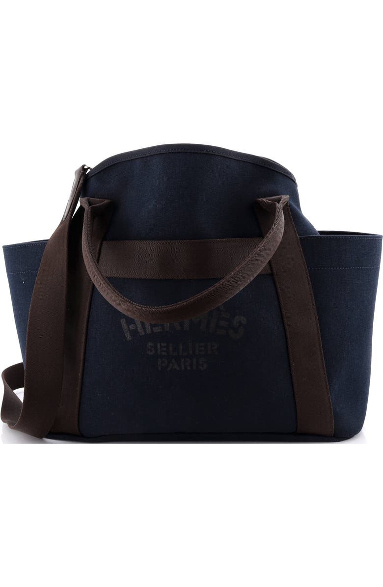 Pre-Owned Hermes Sac De Pansage Groom Handbag Canvas, Main, color, Bleu Nuit