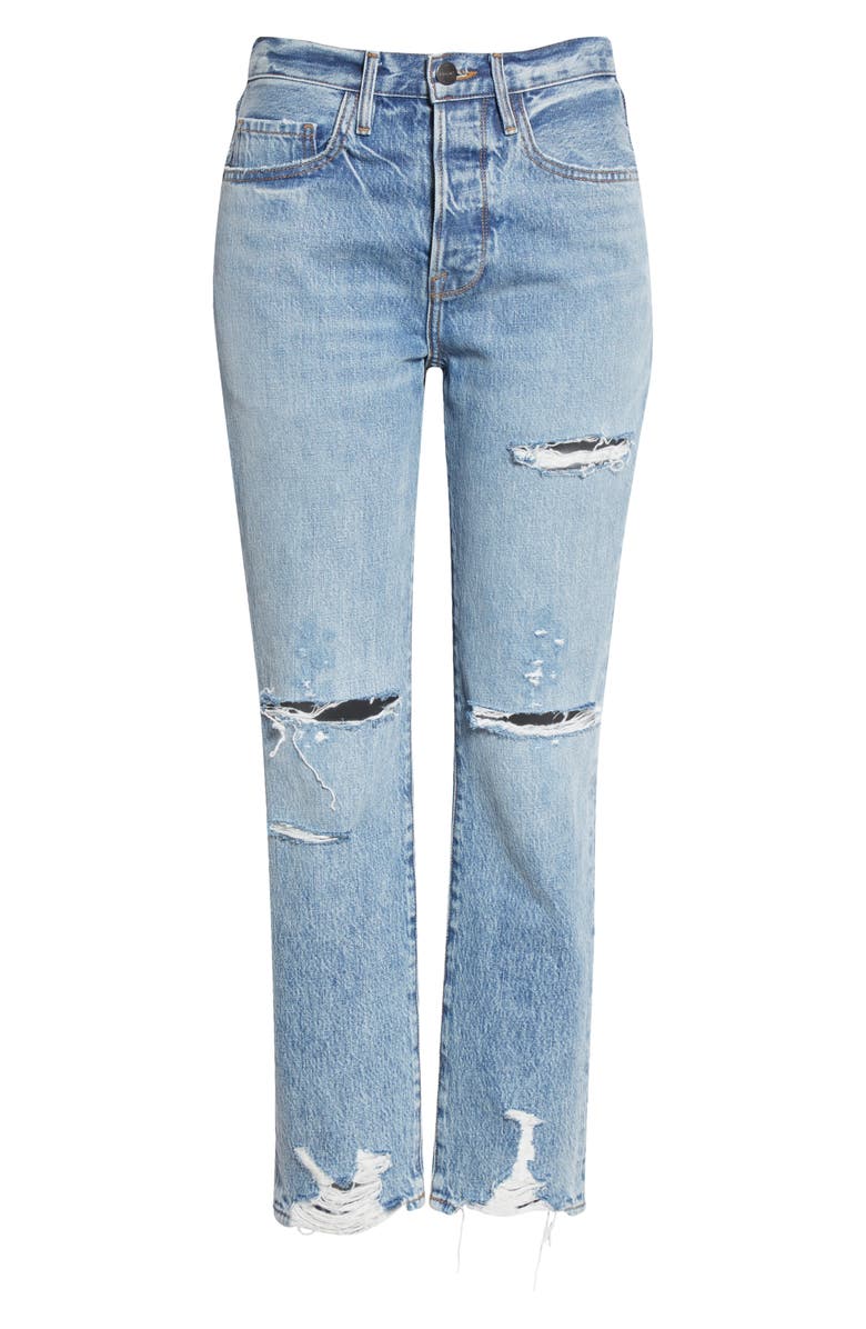FRAME Le Original Ripped High Waist Ankle Boyfriend Jeans, Alternate, color, 