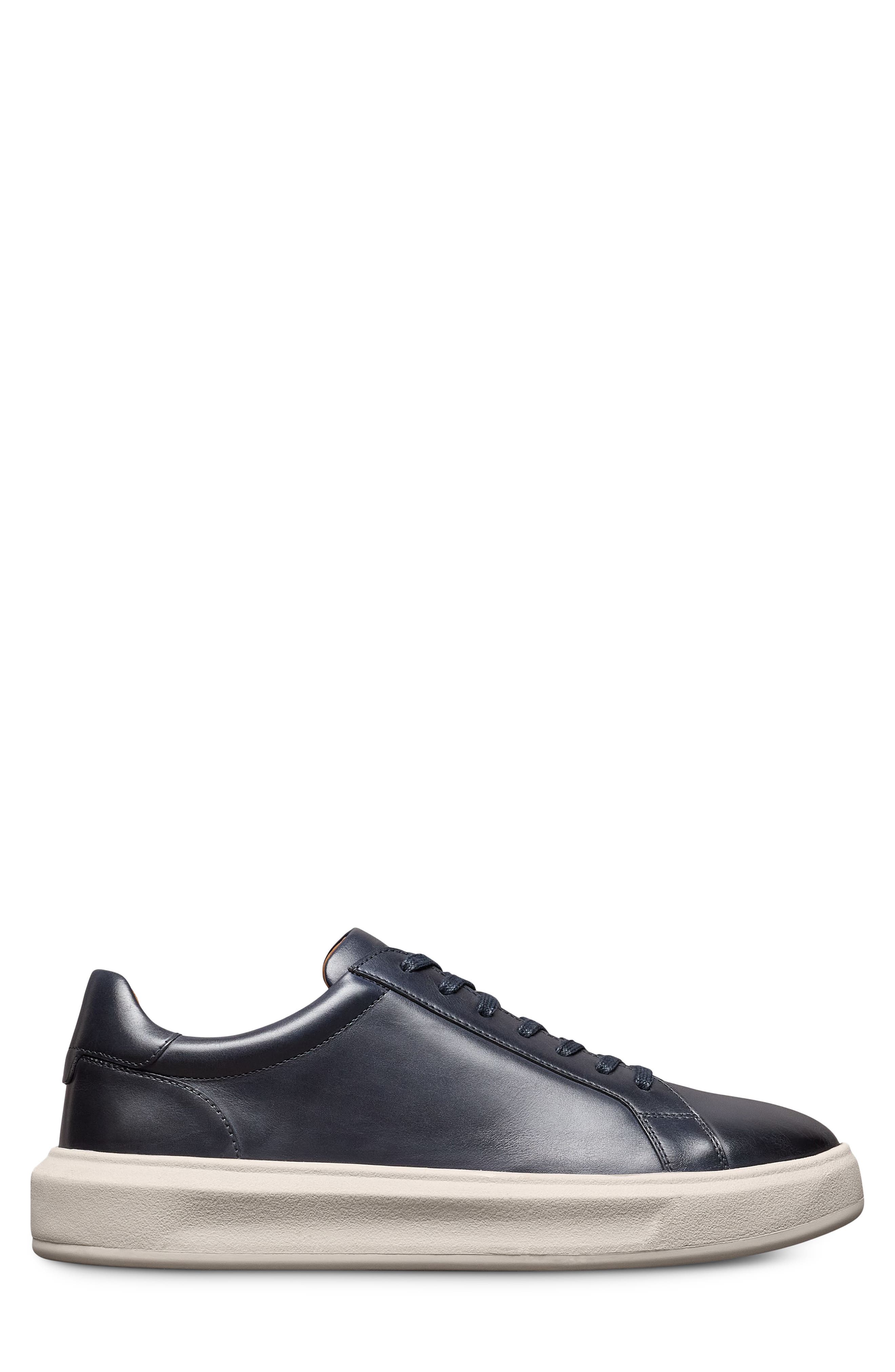 Foster Leather Sneaker, Alternate, color, NAVY
