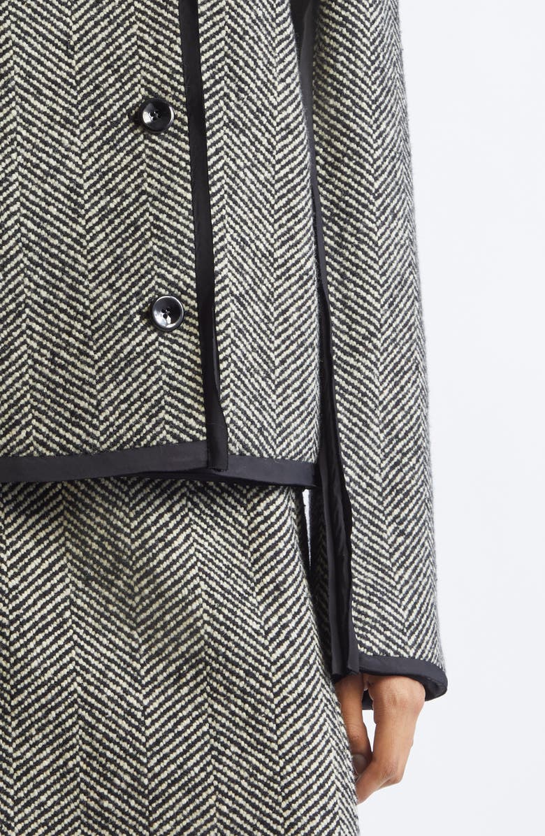 Jil Sander Contrast Trim Wool Blend Herringbone Jacket, Alternate, color, Military Speckle