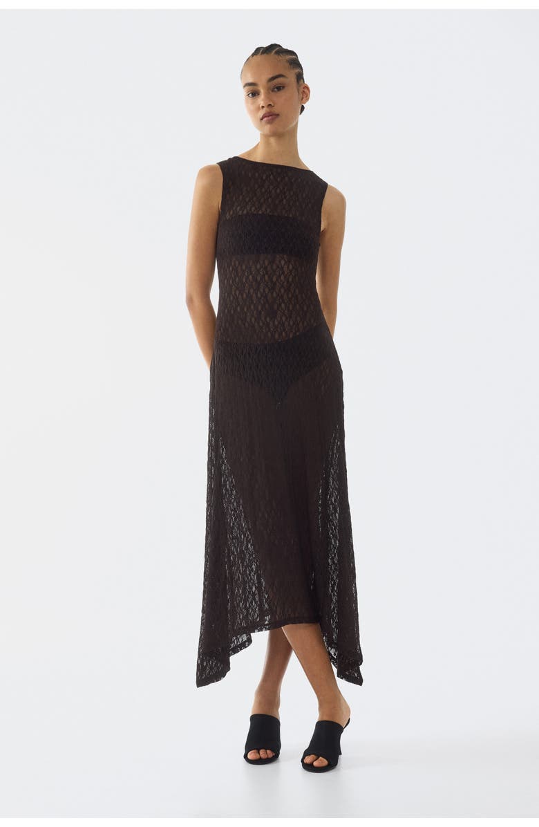 H&M Lace Maxi Dress, Alternate, color, Dark Brown