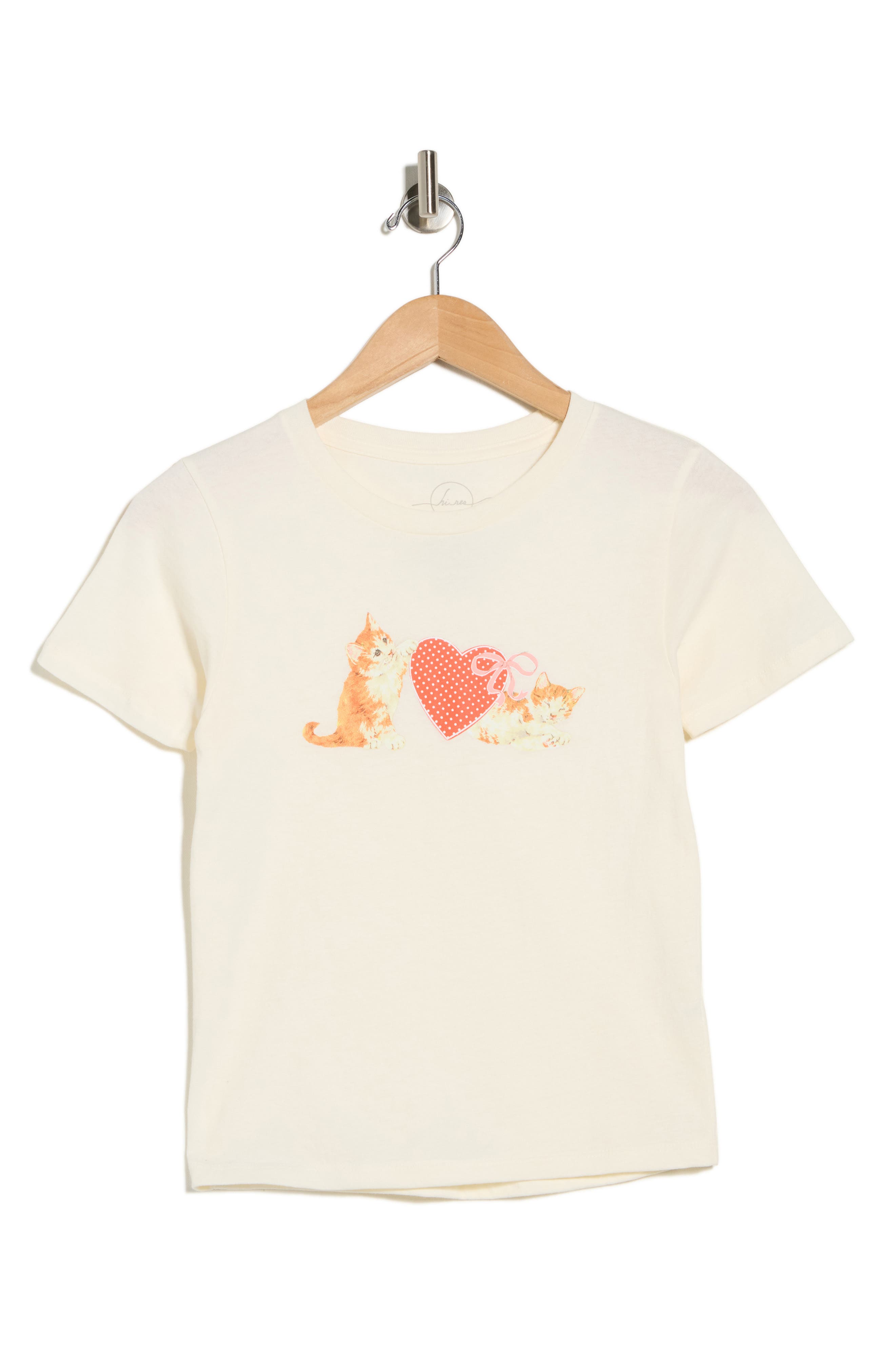 Hi Res Cat Holding Hearts Cotton Graphic T-Shirt