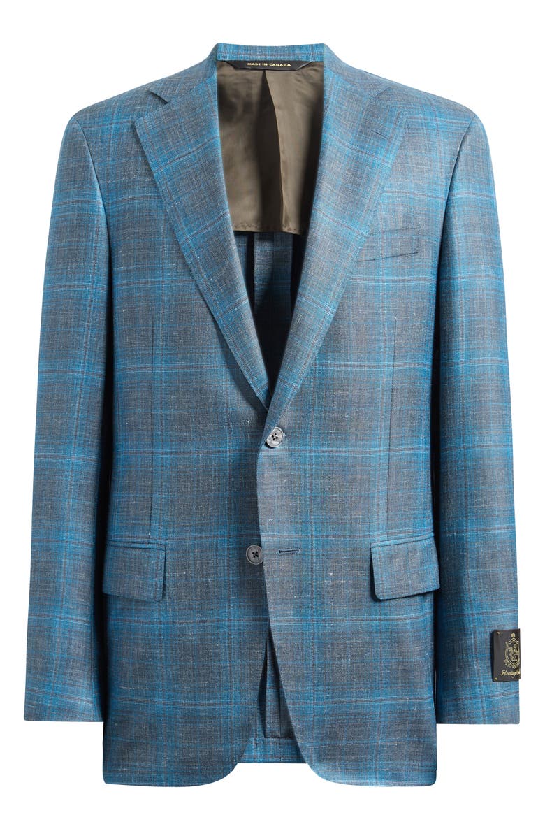Heritage Gold Teal & Blue Slub Wool Blend Sport Coat, Alternate, color, Teal