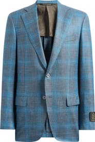 Heritage Gold Teal & Blue Slub Wool Blend Sport Coat