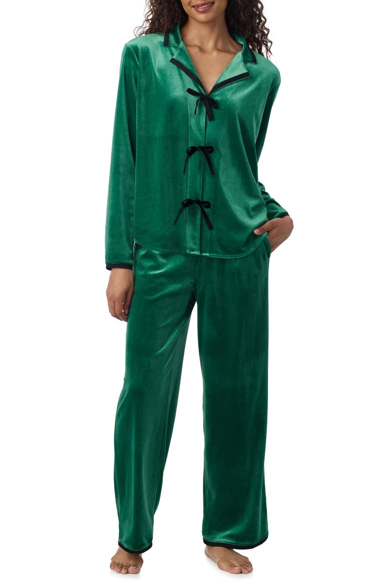 Long Sleeve Notch Collar Pajamas, Alternate, color, EVERGRN