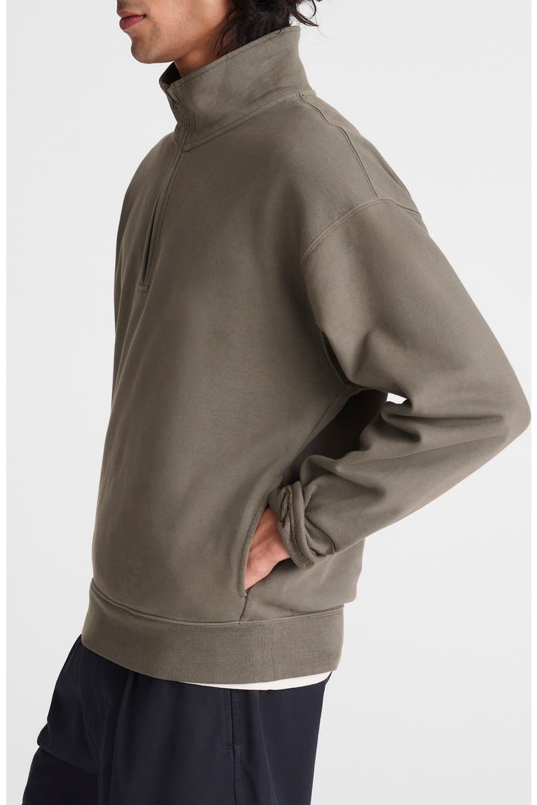 Quarter Zip Loopback Terry Sweatshirt, Alternate, color, OLIVE SLATE