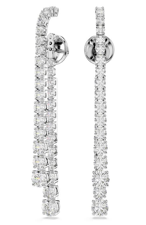 Swarovski Matrix Crystal Graduated Linear Drop Earrings In White