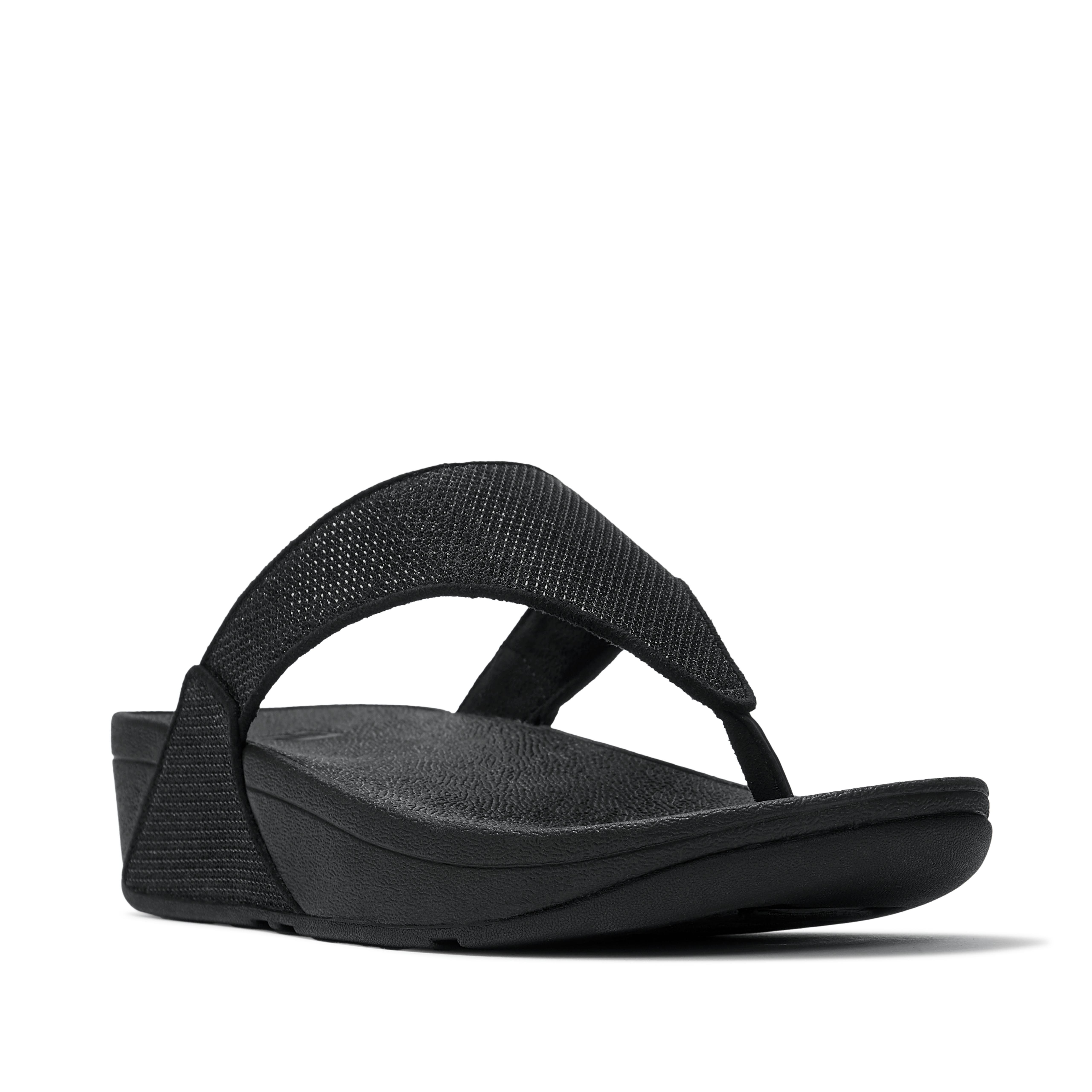 FitFlop Lulu Shimmerglitz Toe Post Sandals, Main, color, Black