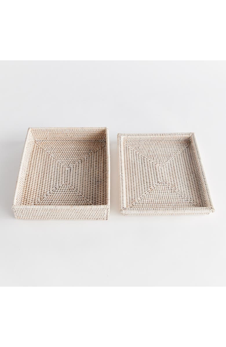 Napa Home & Garden Burma Rattan Lidded Letter Storage Decorative Tray, Alternate, color, White