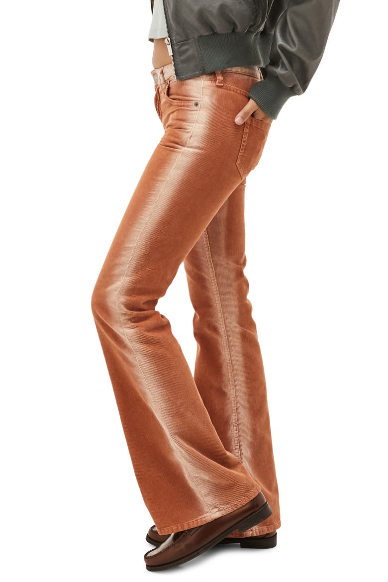 Low Rise Washed Corduroy Flare Pants, Alternate, color, ORANGE