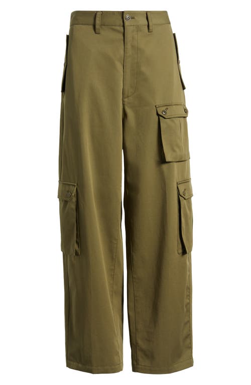 Frame Womens Bluffs The Bubble Cargo Multi-pockets Wide-leg Mid-rise Cotton Trousers In Green